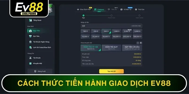 Chi tiết cách thức tiến hành giao dịch tại nhà cái EV88